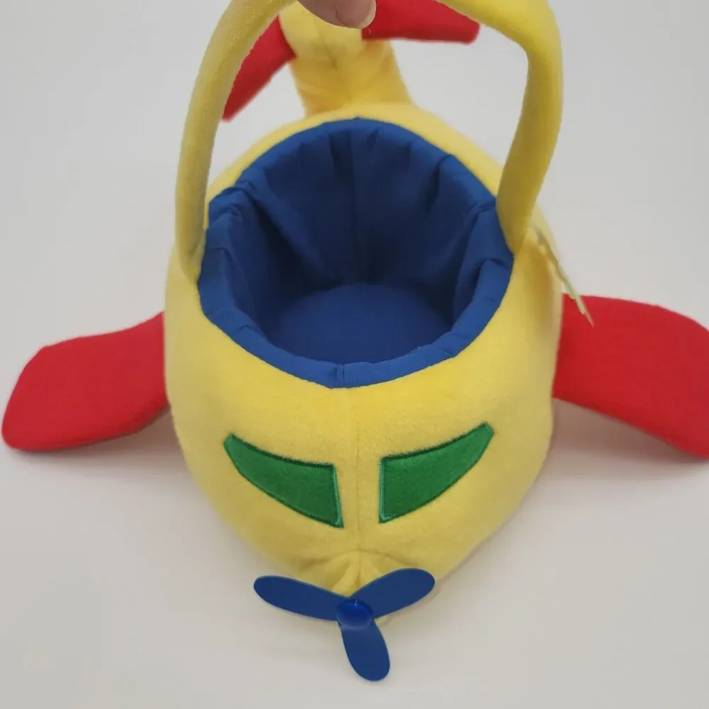 Vintage 90’s Colorful Kids 13” Inch Airplane Plush Easter Basket, New With Tag